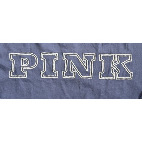 Victoria's Secret Pink Ace Cotton V-Neck Long Sleeve Tee Blue Medium - Picture 4 of 5